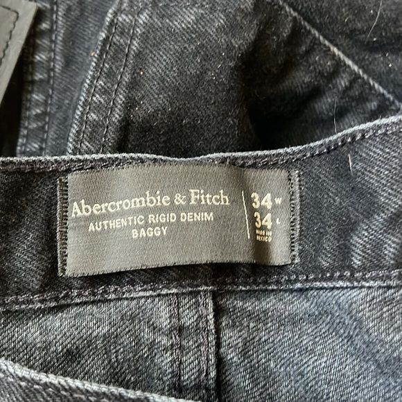 Abercrombie & Fitch rigid baggy Straight Jean Black Wash 34 x 34 denim - Picture 2 of 6